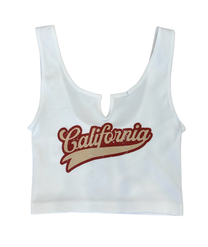 8apart Women Nez California Notched Front Tank Distressed/seasonal womens 8apart White Juniors/Women S/M
