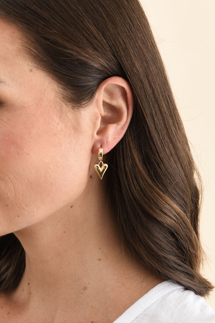 Amy Gold Heart Drop Earrings