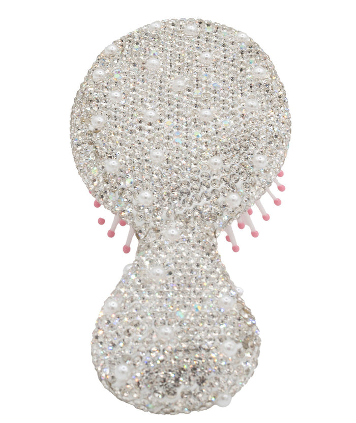 Bari Lynn Crystal Mini Brush Pearl/Clear Stone Accessories Bari Lynn White