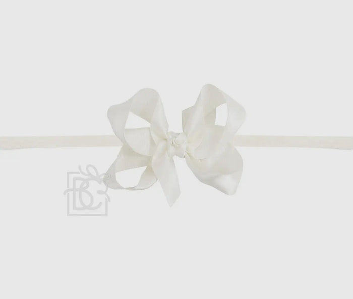 Beyond Creations Pantyhose Headband W/Satin Bow (1/4”)-Antique White