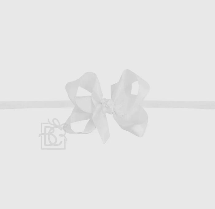 Beyond Creations Pantyhose Headband W/Satin Bow (1/4”)-White