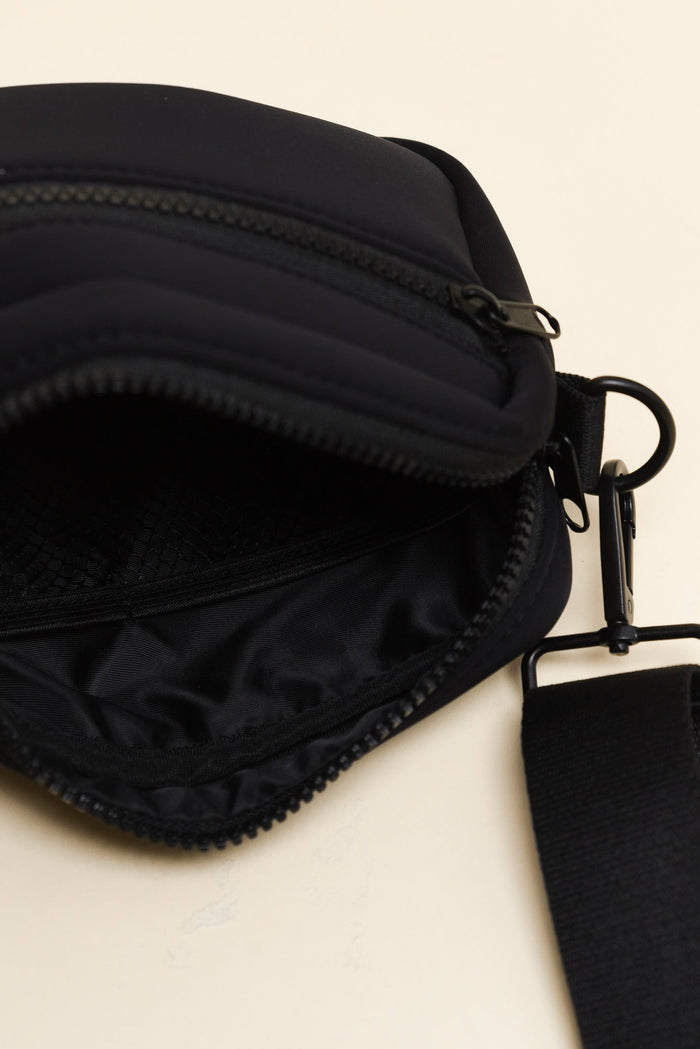 Brodie Black Neoprene Mini Crossbody Bag