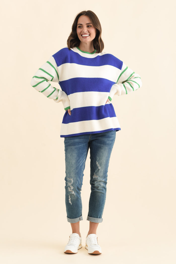 Camryn Blue Stripe Knit Jumper