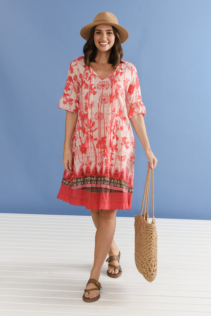 Cayman Pink Dandelion Cotton Tunic Dress,the-art-of-cruise-packing