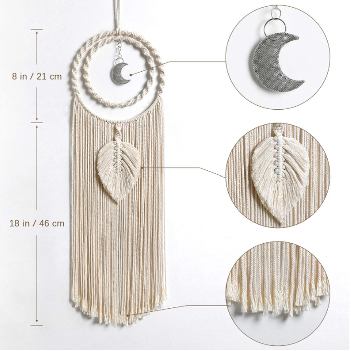 Crystolver Bohemian Macrame Moon Sun Dreamcatcher