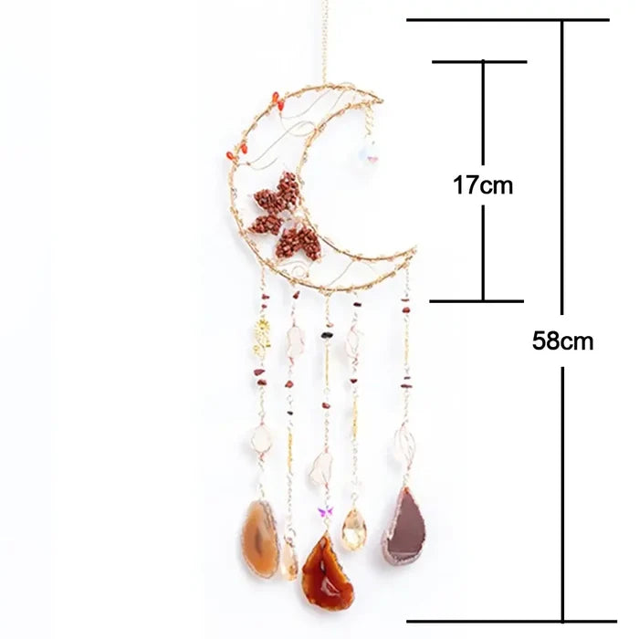 Crystolver Red Agate Blooming Flower Wired Sun Catcher