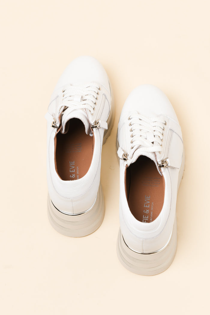 Hosting White Leather Platform Sneaker