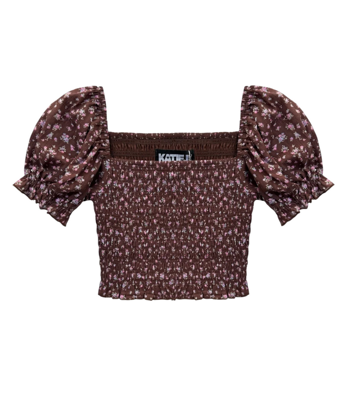 Katie J NYC Girls Chocolate Floral Marlee Top Distressed/seasonal girls Katie J NYC