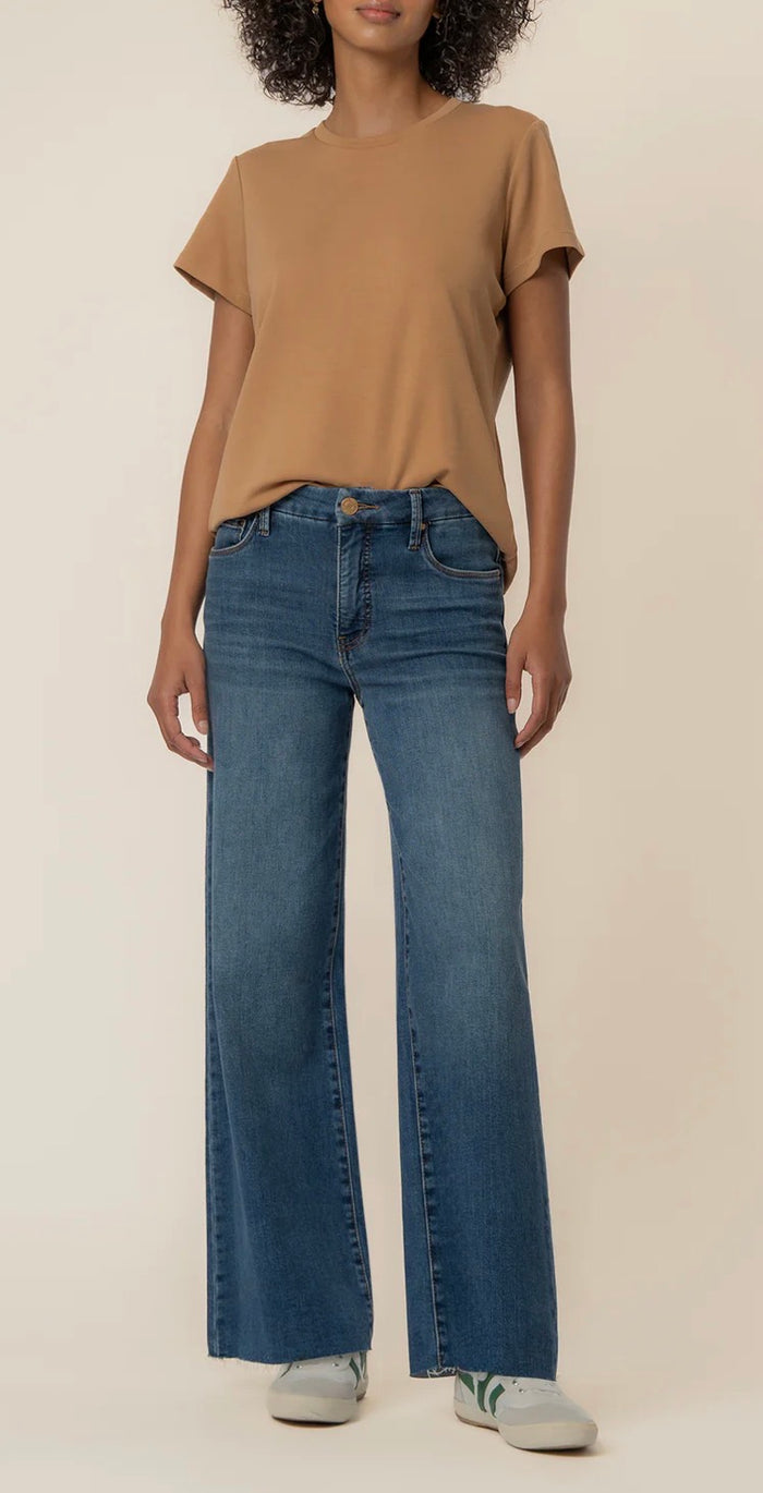 KUT MEG HIGH RISE FAB AB WIDE LEG RAW HEM-LONG INSEAM