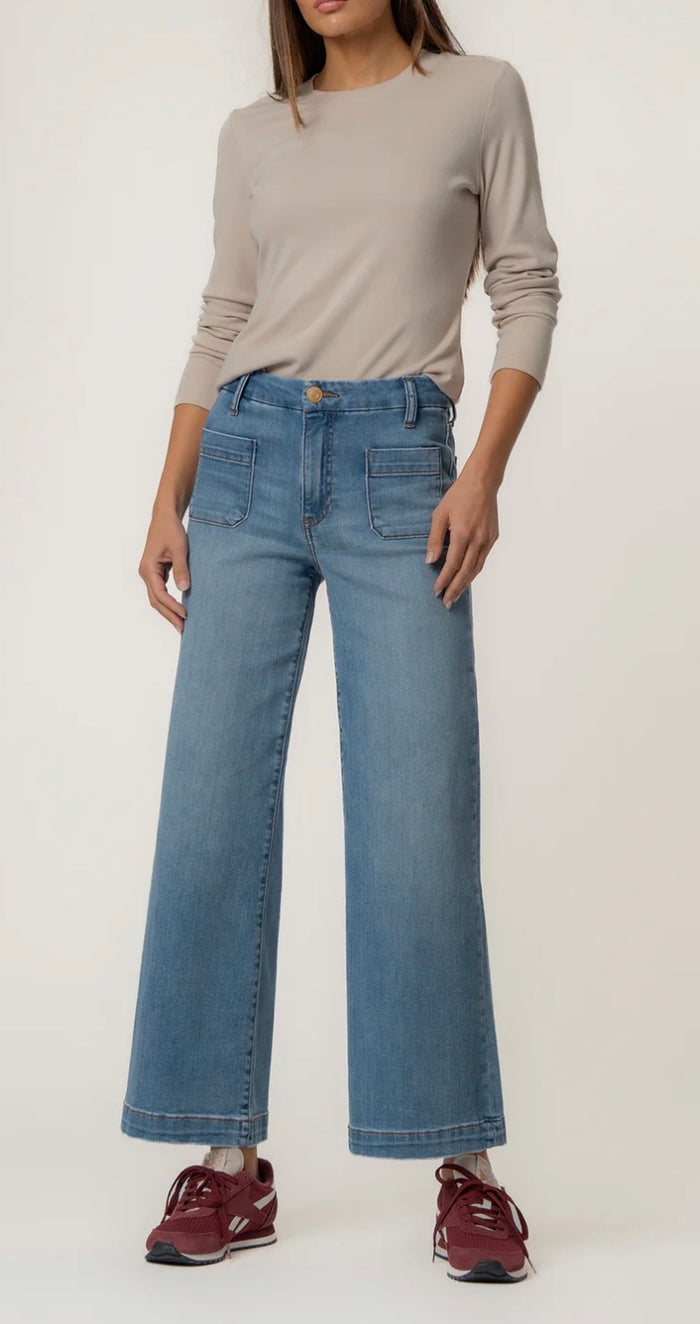 KUT MEG HIGH RISE WIDE LEG W PATCH POCKETS