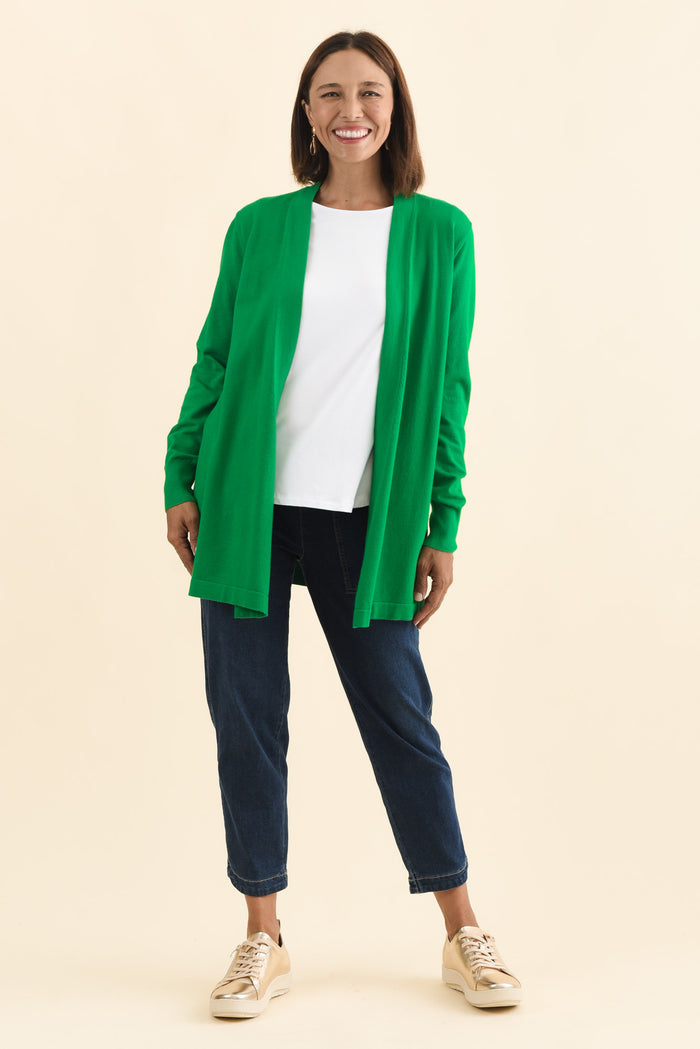 Morocco Green Knit Cardigan,Brunette model,alt text|model:Cara