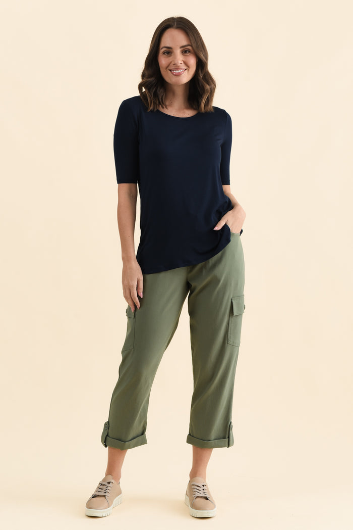 Nicky Navy Half Sleeve Top,Full Body,Brunette model,alt text|model:MJ