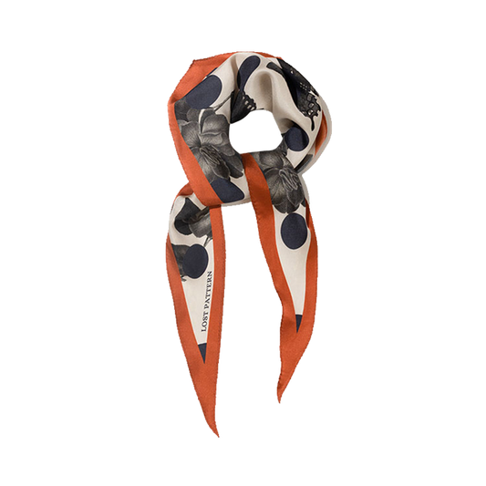 "Noir Floral" Silk Diamond Neckerchief