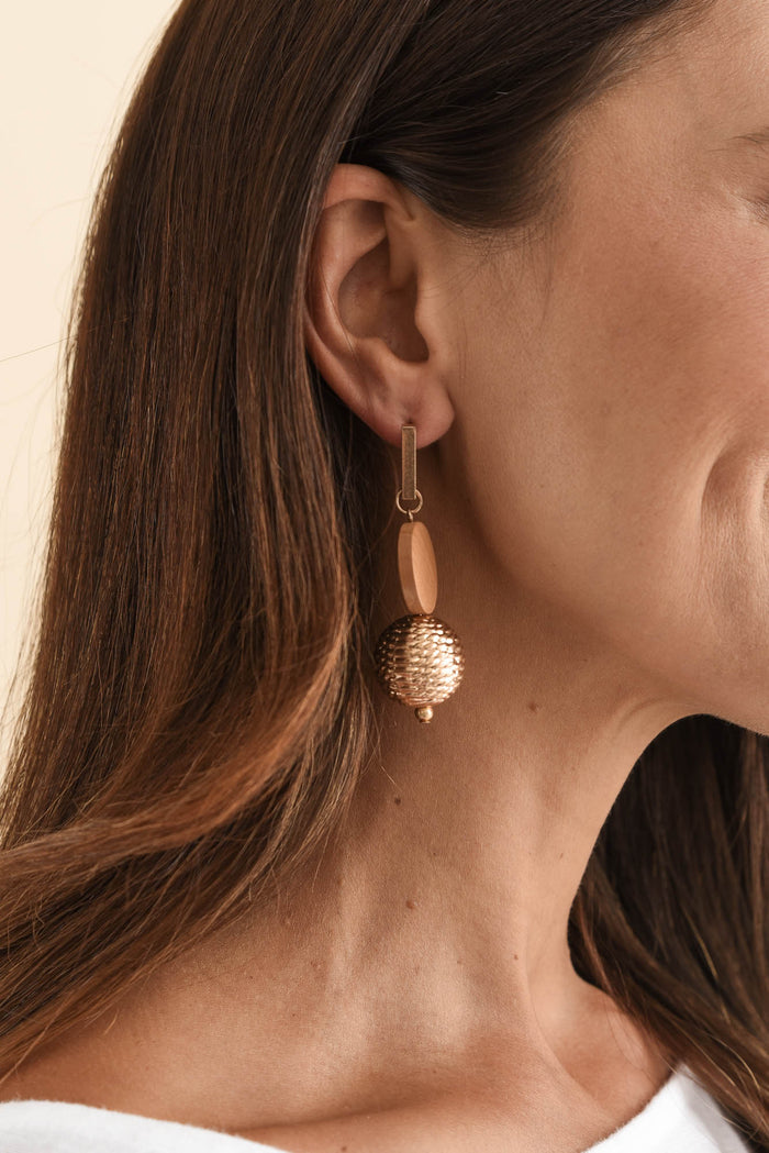 Novalee Rose Gold Wood Drop Earrings