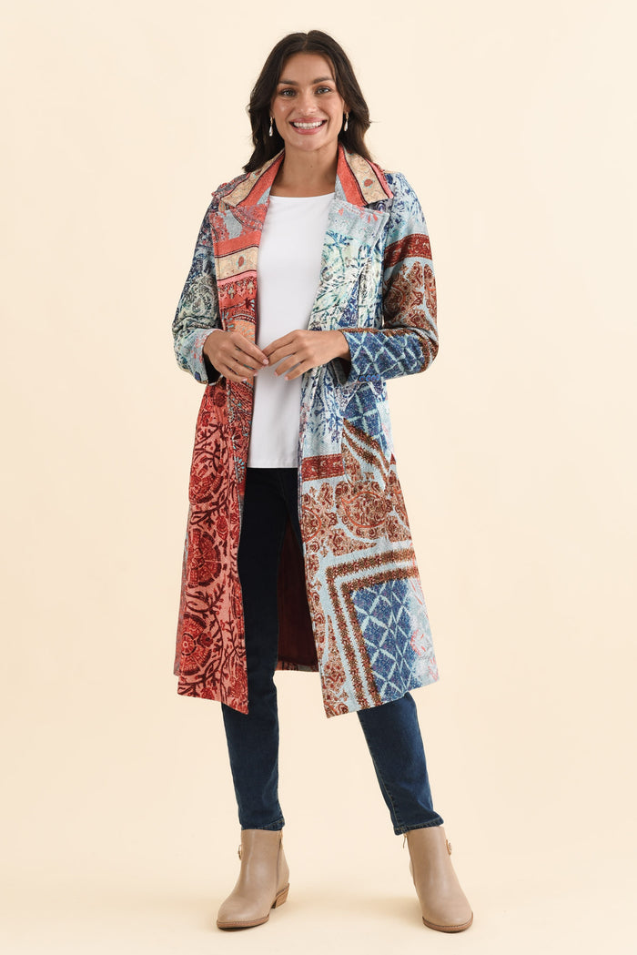 Oliver Red Tile Pocket Coat,Brunette model,alt text|model:Brontie