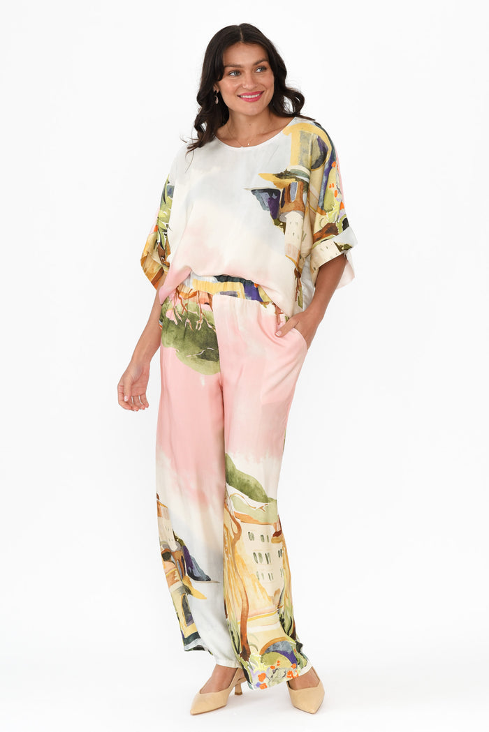Persephone Pink Vista Wide Leg Pants,Brunette model,alt text|model:Brontie