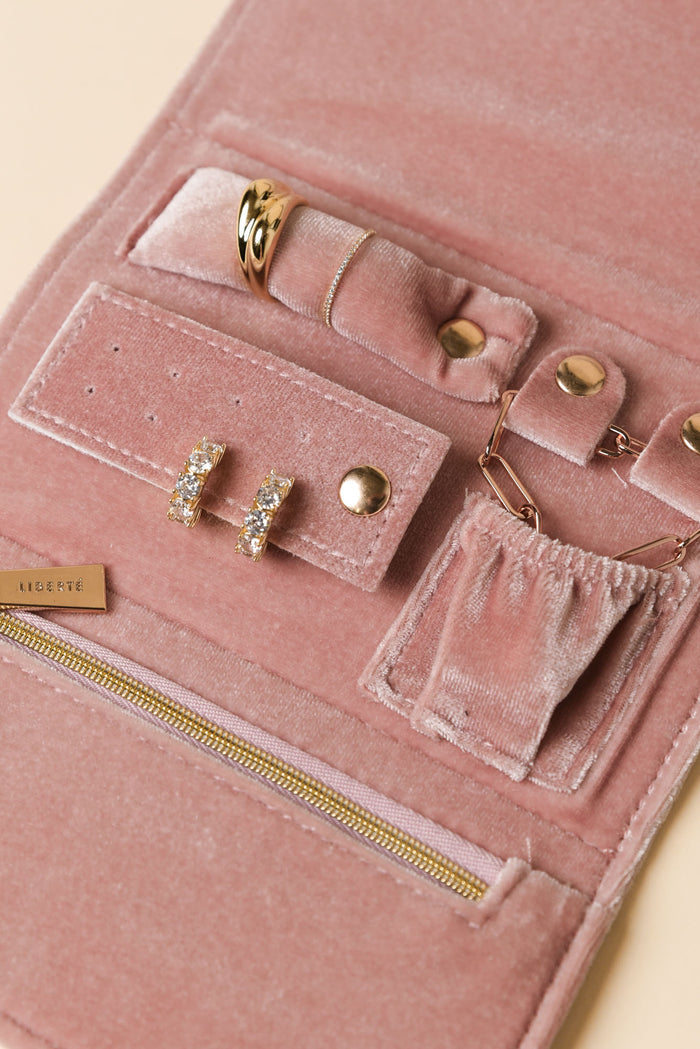 Pisa Pink Velvet Jewellery Wallet