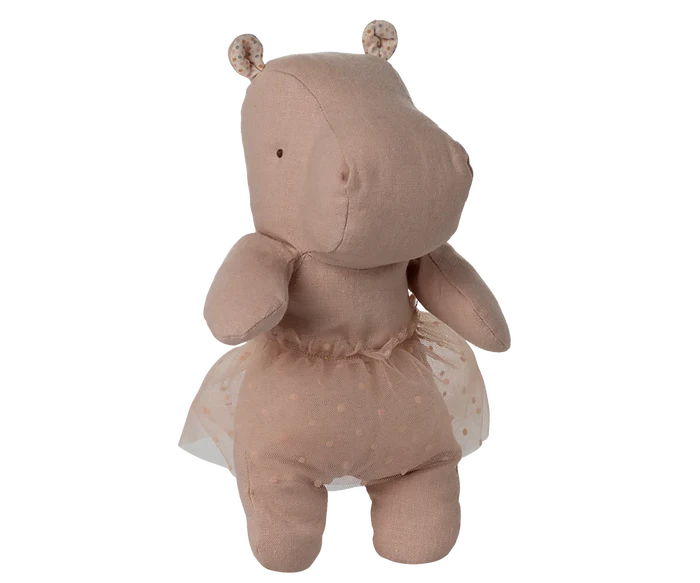 Safari friends, Hippo w. skirt, Small - Soft rose