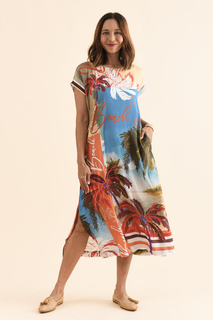 Salena Red Beach Maxi Dress,Full Body,Brunette model,alt text|model:Cara
