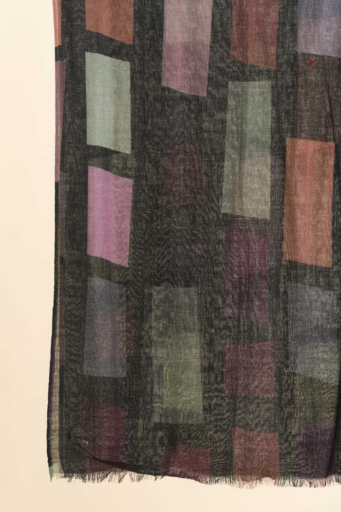 Simona Navy Geo Merino Wool Scarf