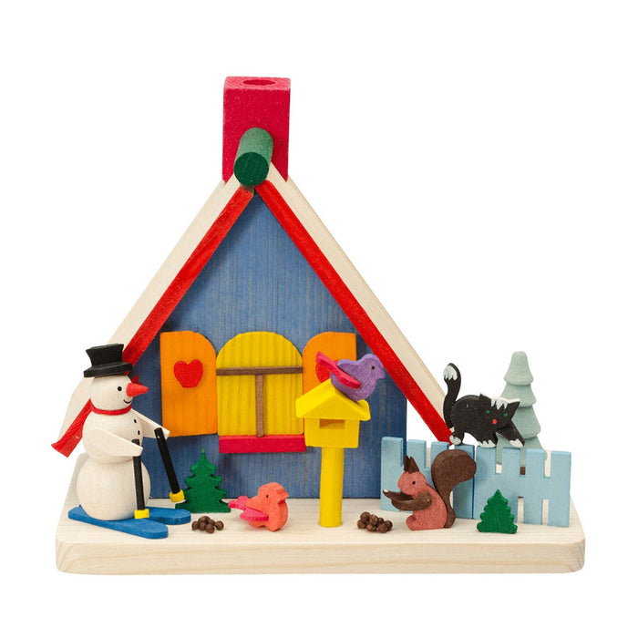 SM2531 Snowman with Animals Cabin German Smoker