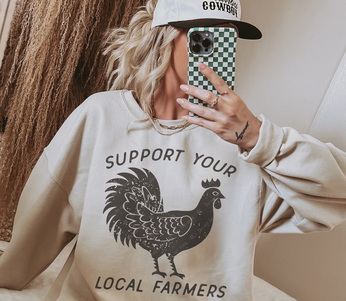 STRONG N FREE UNISEX Country Support Your Local Famers SWEATSHIRT