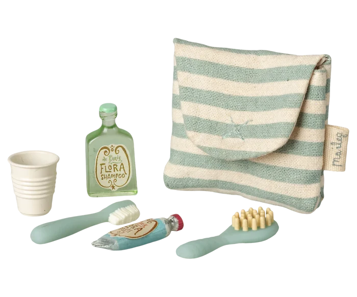Toothbrush set in bag, Mouse - Blue strpe