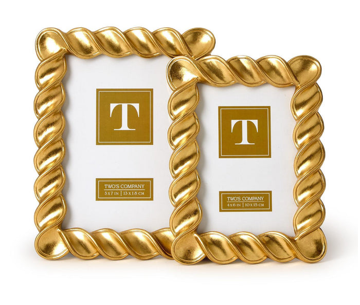 Two’s Company Twist Gold Leaf Photo Frame-4x6