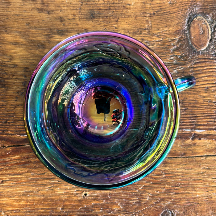 Vintage Indiana Blue Iridescent Carnival Glass Cups Set