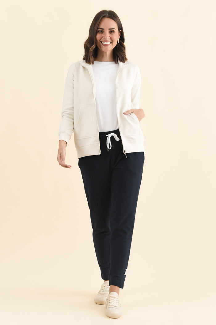 York Cream Zip Jacket,Brunette model,alt text|model:MJ