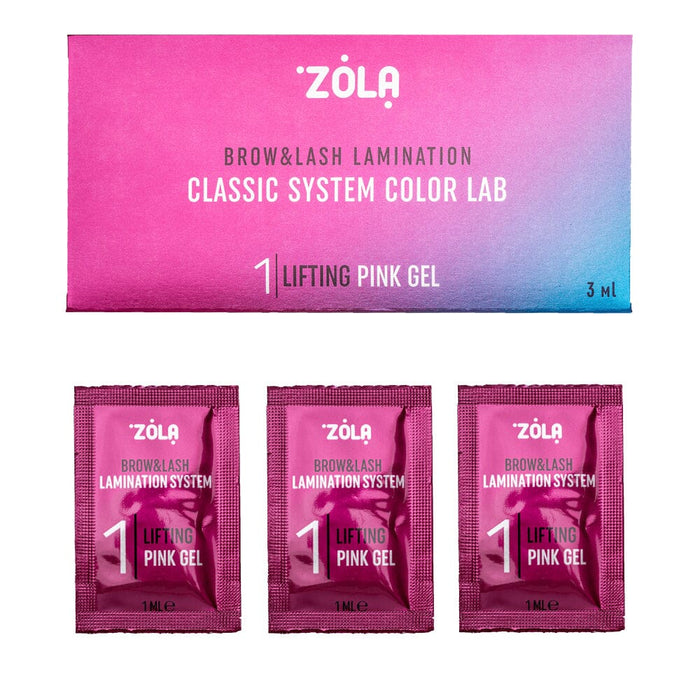 ZOLA Color Lab Lamination System in Sachet 01 Lifting Pink Gel, 3 x 1 ml Eyebrow & Lash lamination ZOLA