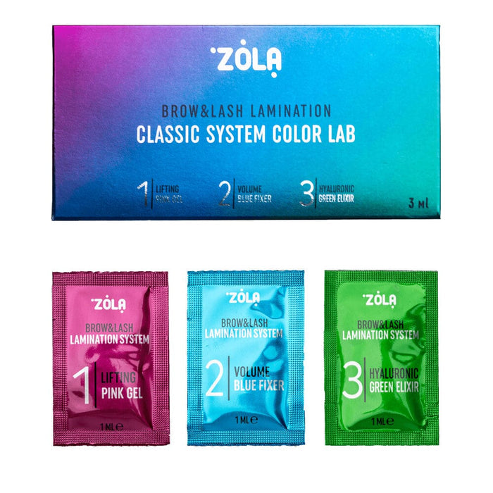 ZOLA Color Lab Lamination System Set in Sachet, 3 x 1 ml Eyebrow & Lash lamination ZOLA