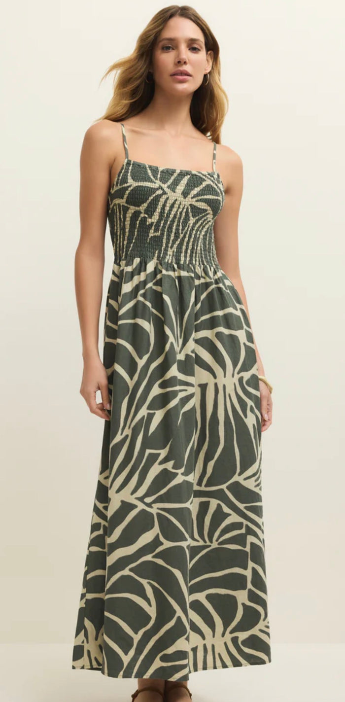 ZSUPPLY BAYSIDE TOVA PALM LINEN MAXI DRESS