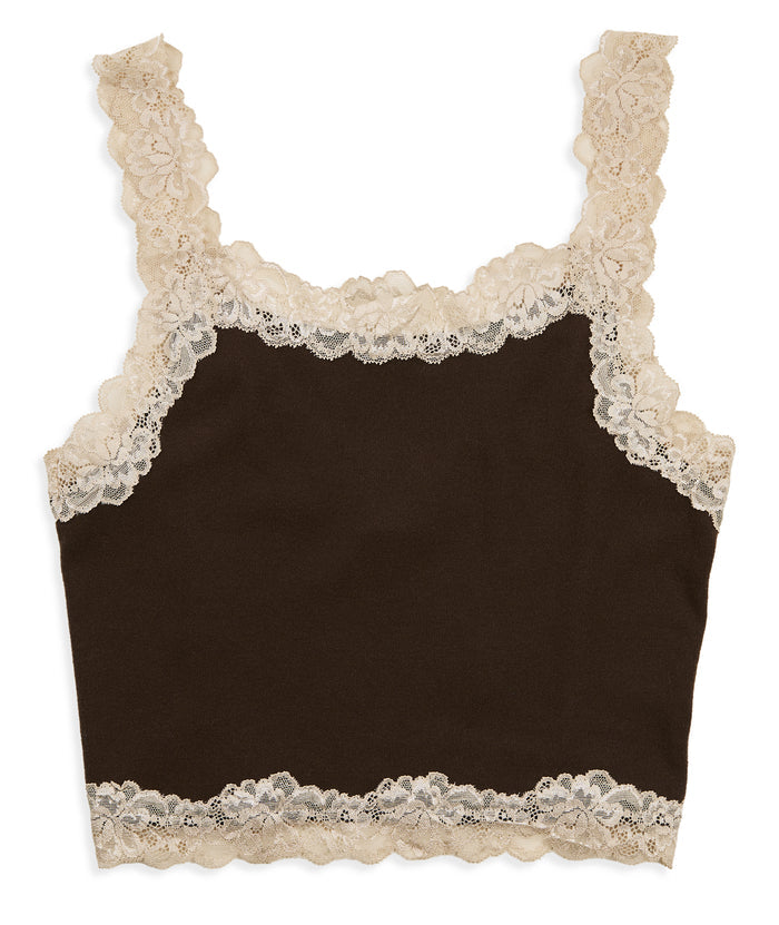 8apart Women Fitch Floral Lace Strap Crop Cami Distressed/seasonal womens 8apart Chocolate Juniors/Women S