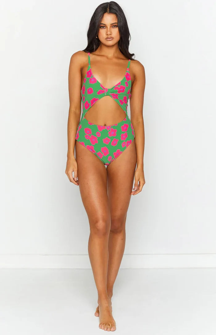 9.0 Swim Jada Cut Out One Piece Green Floral