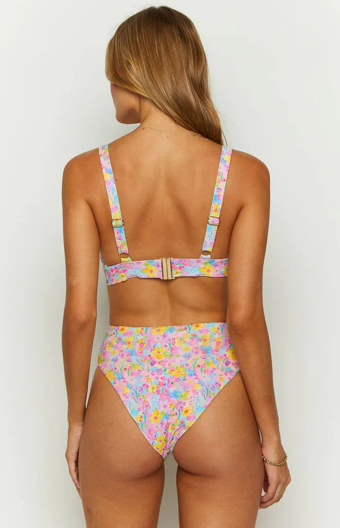 9.0 Swim Majorca Painted Floral High Waisted Bikini Bottoms