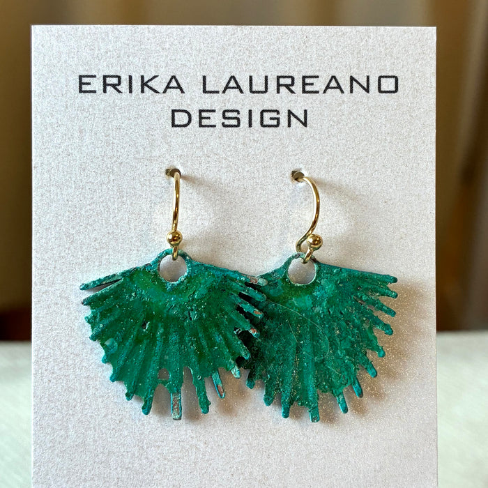 EL026-33 Fan Dangle Patina Earrings