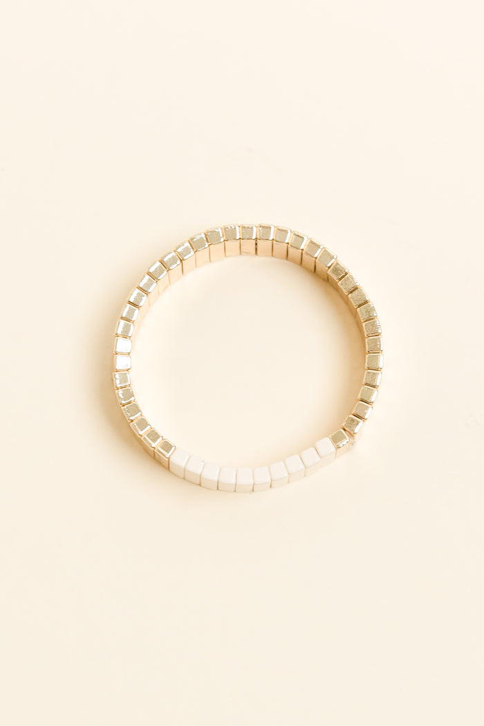 Abel Cream Contrast Beaded Bracelet