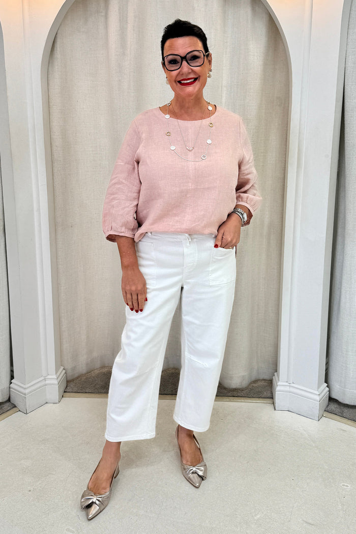 Addie Blush Linen Sleeved Top