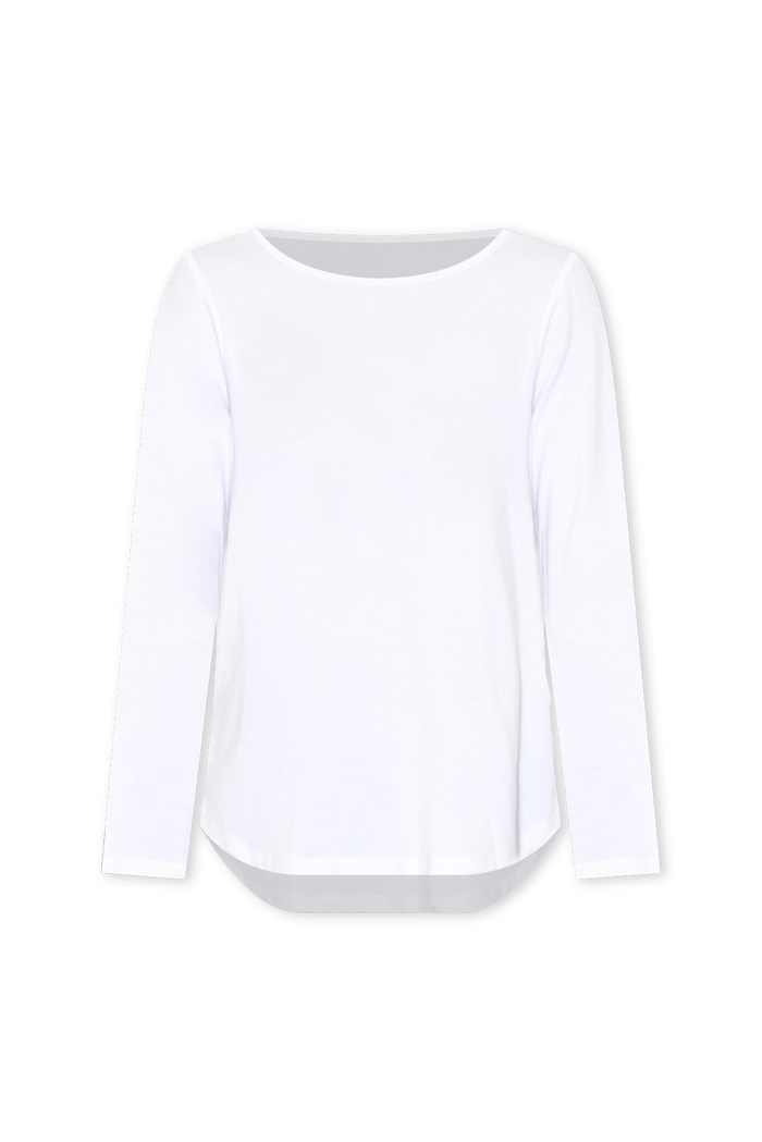 Adele White Long Sleeve Bamboo Tee,ghost-mani