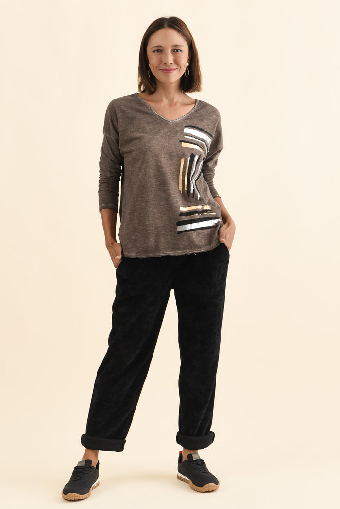 Agatti Black Drawstring Pants,Brunette model,alt text|model:Cara