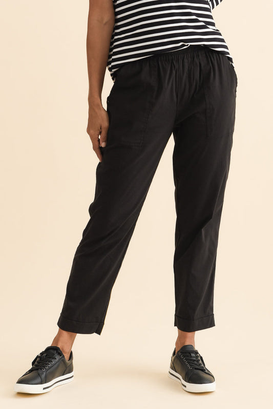 Air-Lite Black Stretch Cropped Pants,Brunette model,alt text|model:Cara
