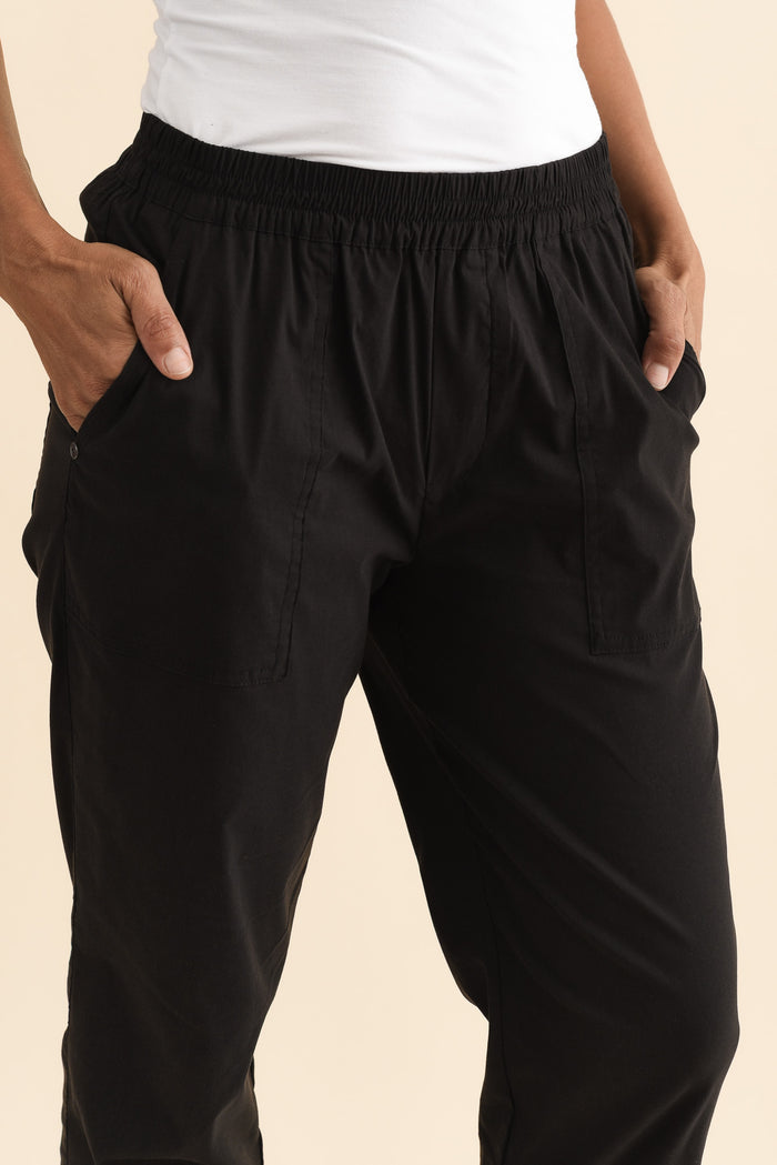 Air-Lite Black Stretch Cropped Pants,Brunette model,alt text|model:Cara