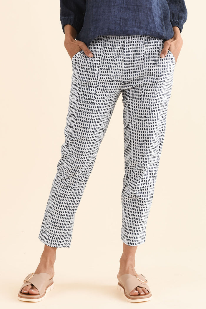 Air-Lite Blue Spot Stretch Cropped Pants,Front,Brunette model,alt text|model:Cara