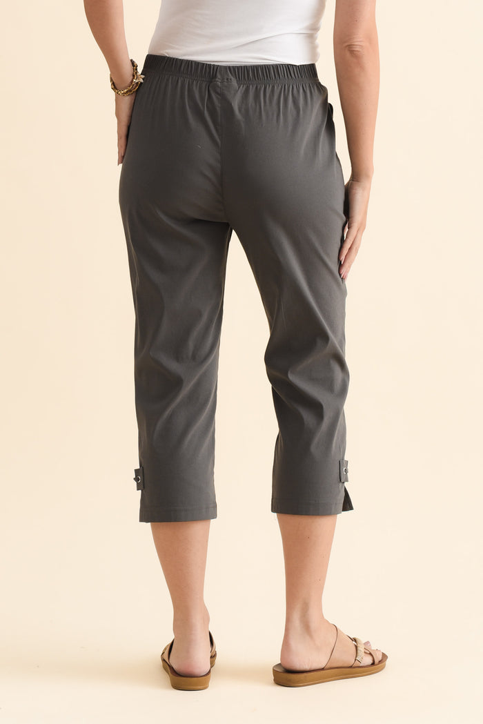 Air-Lite Charcoal Stretch Capri Pants,Brunette model,alt text|model:MJ