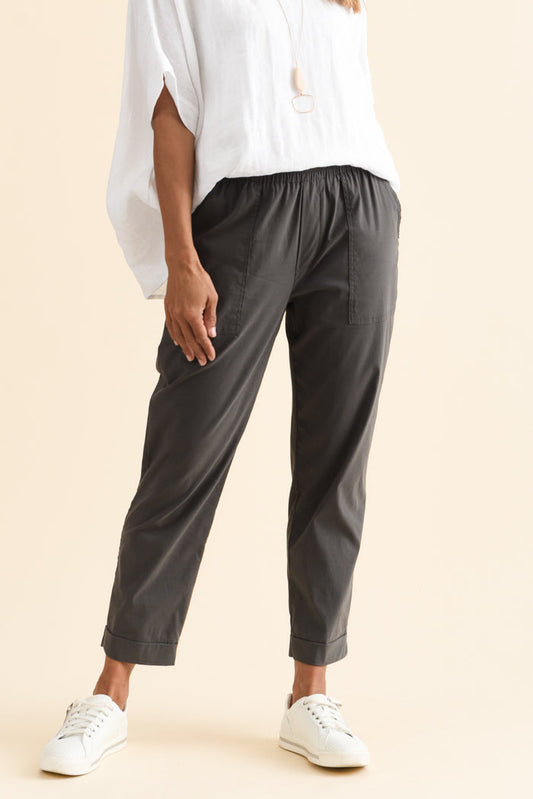 Air-Lite Charcoal Stretch Cropped Pants,Brunette model,alt text|model:Cara