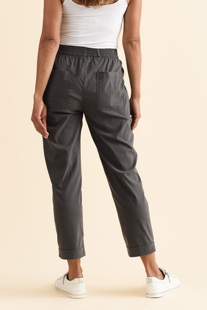 Air-Lite Charcoal Stretch Cropped Pants,Brunette model,alt text|model:Cara