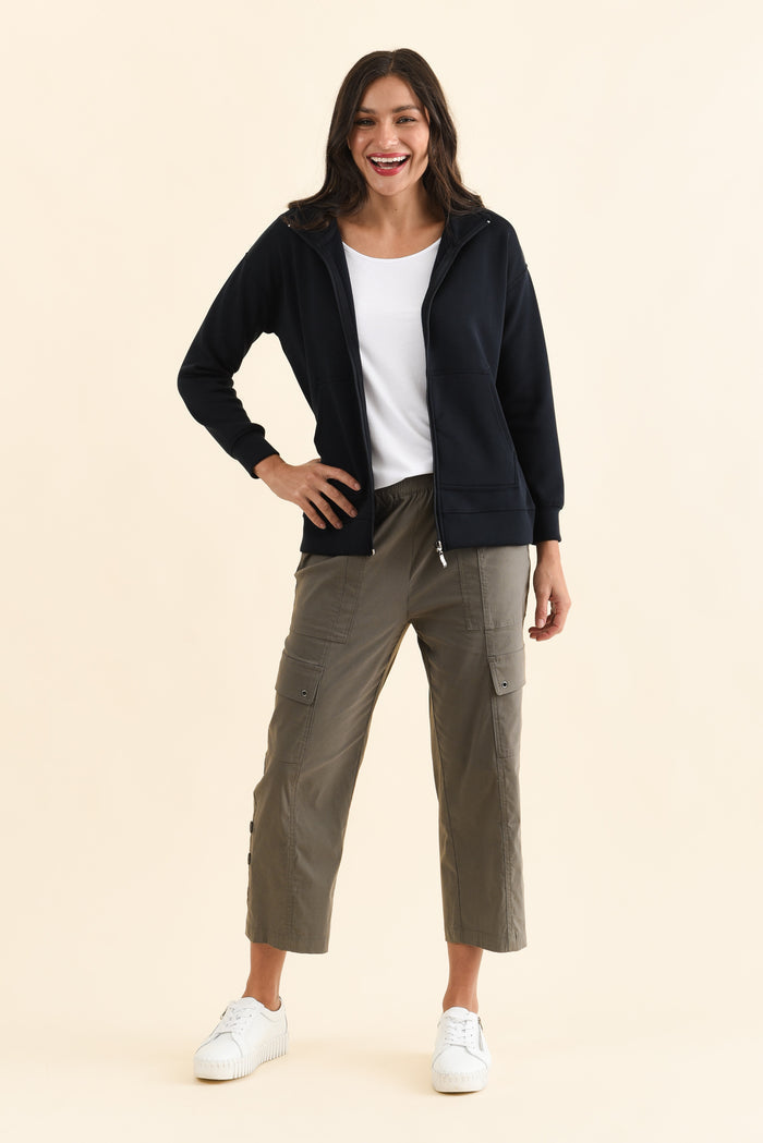 Air-Lite Olive Stretch Cargo Pants,Full Body,Brunette model,alt text|model:Brontie
