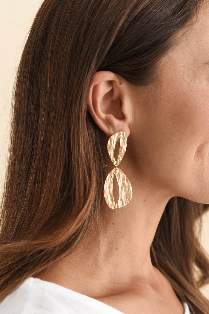 Alena Gold Oval Drop Earrings