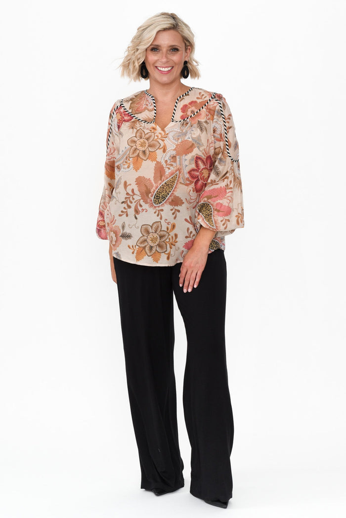 Altair Aries Floral Cotton Silk Shirt,alt text|model:Brooke